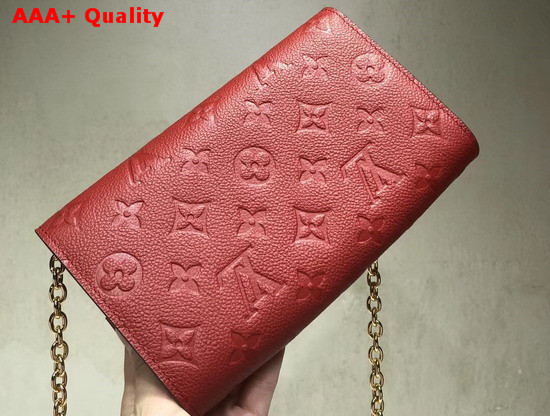 Louis Vuitton Chain Wallet Red Monogram Empreinte Embossed Cowhide Leather Replica