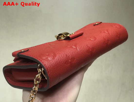 Louis Vuitton Chain Wallet Red Monogram Empreinte Embossed Cowhide Leather Replica