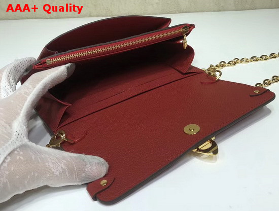 Louis Vuitton Chain Wallet Red Monogram Empreinte Embossed Cowhide Leather Replica