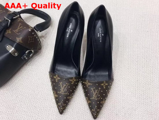 Louis Vuitton Cherie Pump Black Calf Leather and Patent Monogram Canvas 1A4DGE Replica