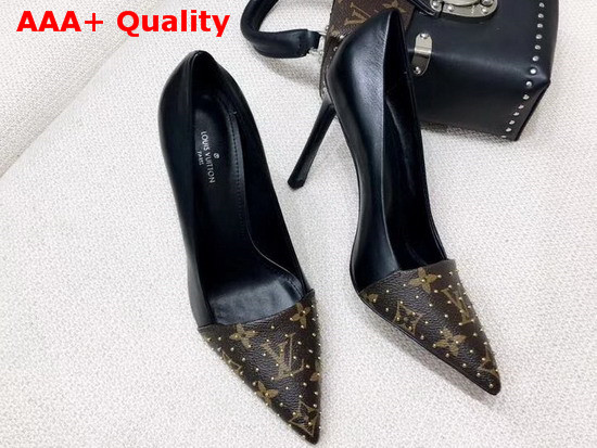 Louis Vuitton Cherie Pump Black Calf Leather and Patent Monogram Canvas 1A4DGE Replica