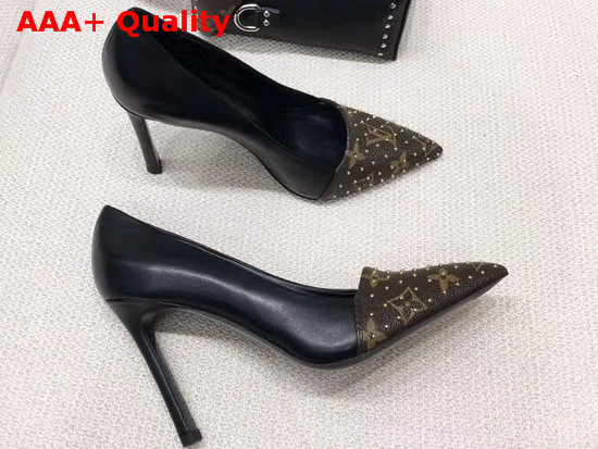 Louis Vuitton Cherie Pump Black Calf Leather and Patent Monogram Canvas 1A4DGE Replica