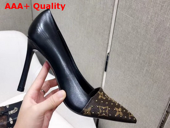 Louis Vuitton Cherie Pump Black Calf Leather and Patent Monogram Canvas 1A4DGE Replica