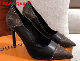 Louis Vuitton Cherie Pump in Black Calf Leather with Patent Monogram Canvas 1A8NA3 Replica