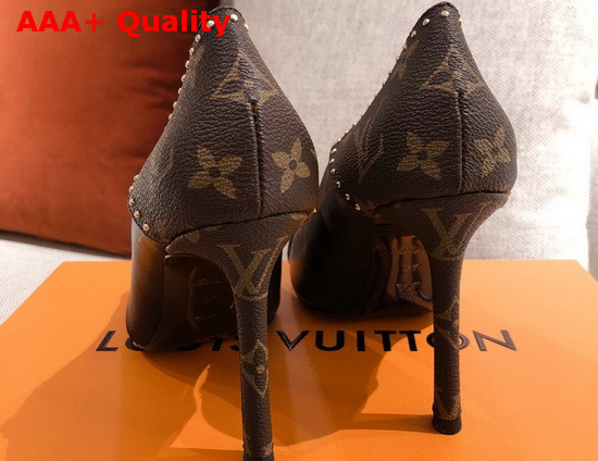 Louis Vuitton Cherie Pump in Black Calf Leather with Patent Monogram Canvas 1A8NA3 Replica