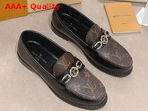 Louis Vuitton Chess Flat Loafer Cacao Brown Glazed Calf Leather and Patent Monogram Canvas 1A9S2N Replica