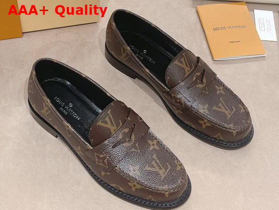 Louis Vuitton Chess Flat Loafer Cacao Brown Patent Monogram Canvas 1A8VL6 Replica