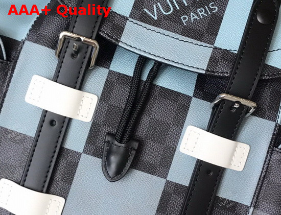 Louis Vuitton Christopher Backpack White Damier Graphite Giant Coated Canvas Black Cowhide Leather Trim N40400 Replica