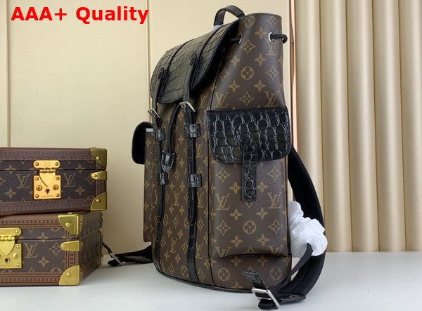 Louis Vuitton Christopher Backpack in Monogram Canvas and Crocodile Mat Replica