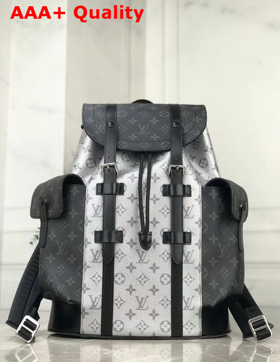 Louis Vuitton Christopher Backpack in Silver Monogram Canvas and Monogram Eclipse Canvas Replica