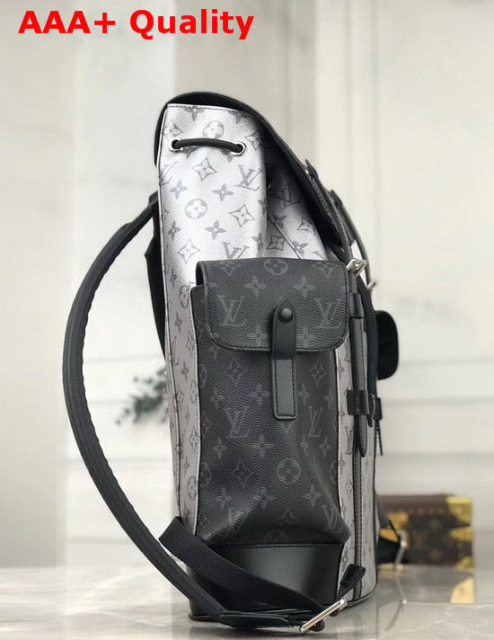 Louis Vuitton Christopher Backpack in Silver Monogram Canvas and Monogram Eclipse Canvas Replica