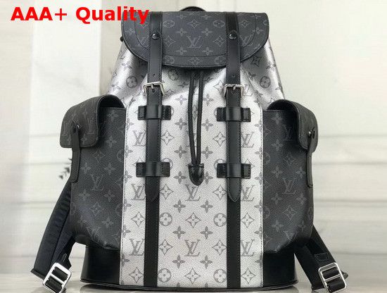 Louis Vuitton Christopher Backpack in Silver Monogram Canvas and Monogram Eclipse Canvas Replica