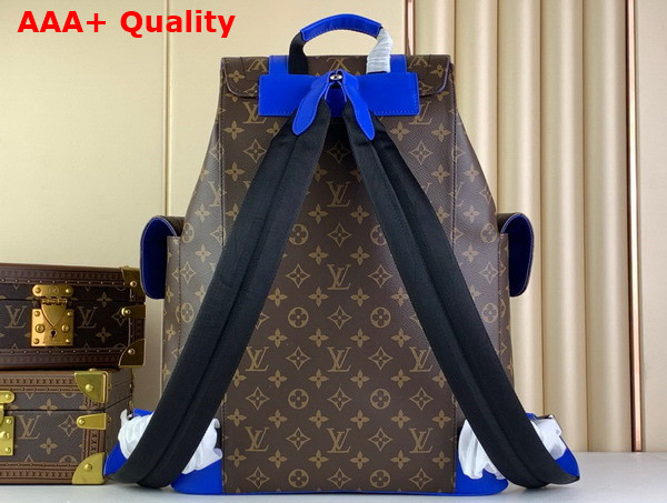 Louis Vuitton Christopher MM Backpack Blue Monogram Macassar Coated Canvas and Cowhide Leather M46813 Replica