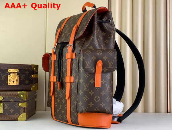 Louis Vuitton Christopher MM Backpack Orange Monogram Macassar Coated Canvas M46814 Replica