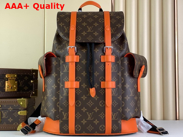 Louis Vuitton Christopher MM Backpack Orange Monogram Macassar Coated Canvas M46814 Replica