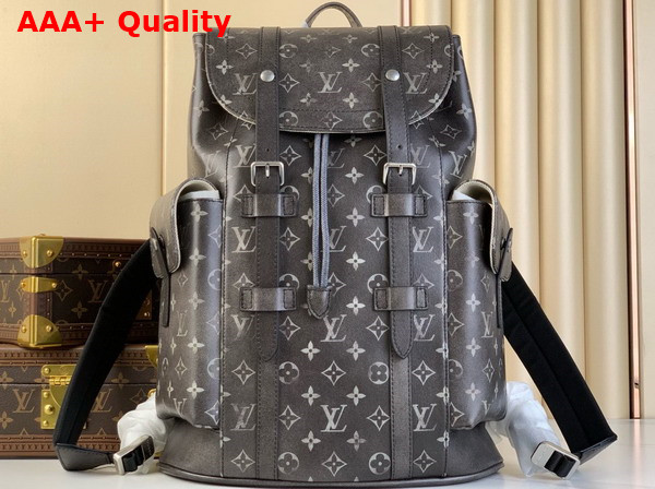 Louis Vuitton Christopher MM Backpack in Black Brushed Monogram Cowhide Leather M11521 Replica