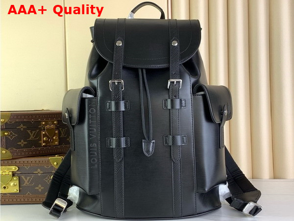 Louis Vuitton Christopher MM Backpack in Black Epi XL Cowhide Leather M24326 Replica