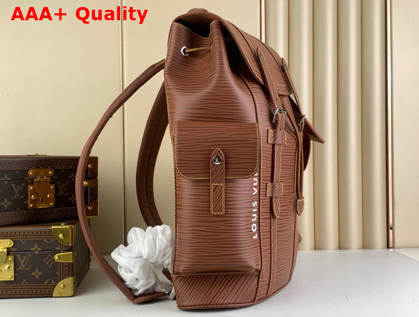 Louis Vuitton Christopher MM Backpack in Cognac Epi XL Grained Leather Replica