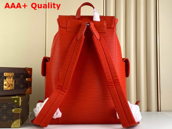 Louis Vuitton Christopher MM Backpack in Vermillion Red Epi XL Grained Leather M23764 Replica