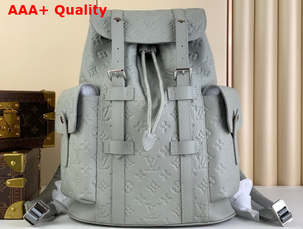 Louis Vuitton Christopher PM Backpack in Mineral Gray Embossed Taurillon Monogram Cowhide Leather M23146 Replica