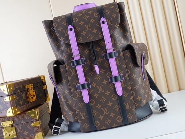 Louis Vuitton Christopher PM Monogram Macassar Coated Canvas and Purple Cowhide Leather M46247 Replica