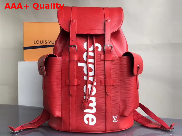 Louis Vuitton Christopher PM Red Epi Leather Supreme Printing Replica