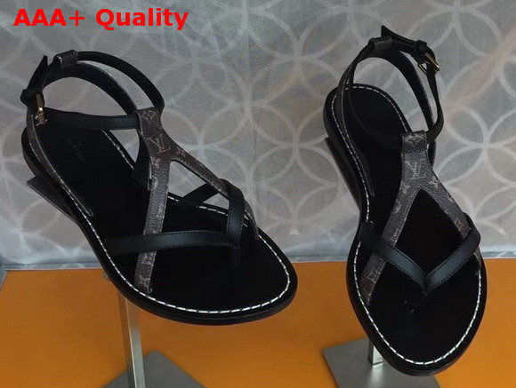 Louis Vuitton City Break Sandal Plain Calf Leather and Patent Monogram Canvas 1A3UY2 Replica