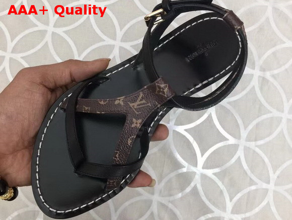 Louis Vuitton City Break Sandal Plain Calf Leather and Patent Monogram Canvas 1A3UY2 Replica