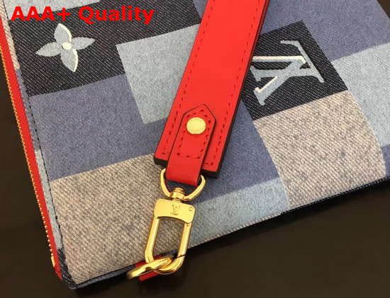 Louis Vuitton City Pouch Monogram Denim Canvas and Red Calf Leather Trim M68761 Replica