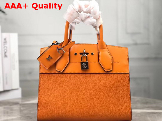 Louis Vuitton City Steamer PM Amaretto Orange and Iris Blue Grained Calfskin M55348 Replica