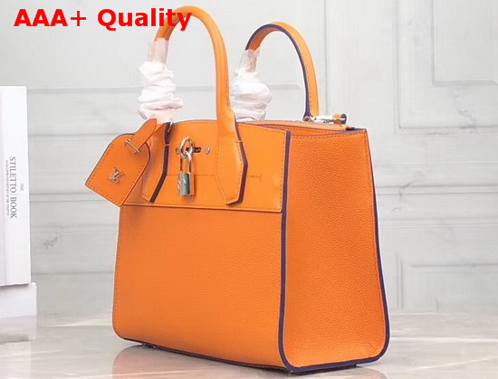 Louis Vuitton City Steamer PM Amaretto Orange and Iris Blue Grained Calfskin M55348 Replica