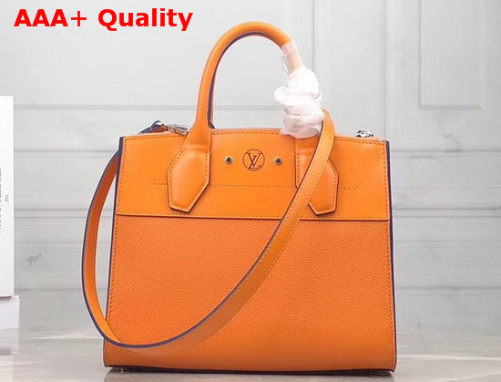 Louis Vuitton City Steamer PM Amaretto Orange and Iris Blue Grained Calfskin M55348 Replica