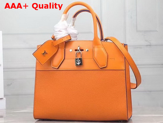 Louis Vuitton City Steamer PM Amaretto Orange and Iris Blue Grained Calfskin M55348 Replica