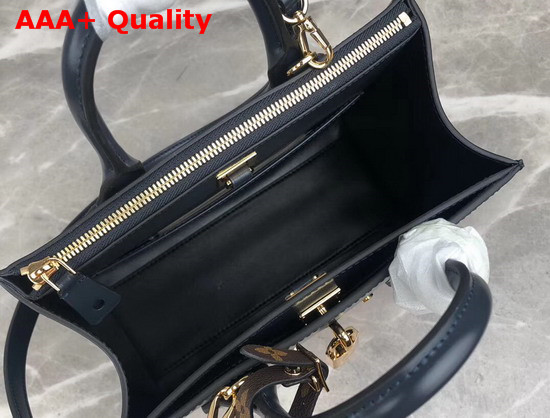 Louis Vuitton City Steamer PM Handbag in Navy Blue Calf Leather and Monogram Canvas with Diagonal Red and Black Stripes M55434 Replica