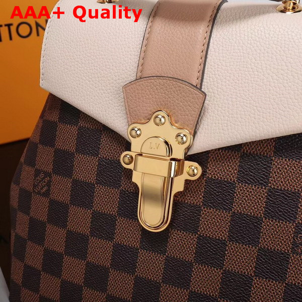 Louis Vuitton Clapton Backpack Damier Ebene Canvas and Small Grained Cowhide Leather Cream N42259 Replica