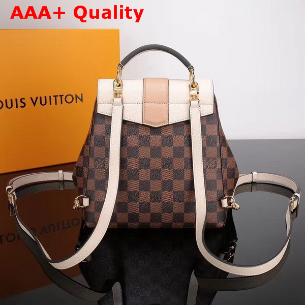 Louis Vuitton Clapton Backpack Damier Ebene Canvas and Small Grained Cowhide Leather Cream N42259 Replica