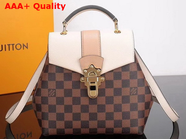 Louis Vuitton Clapton Backpack Damier Ebene Canvas and Small Grained Cowhide Leather Cream N42259 Replica