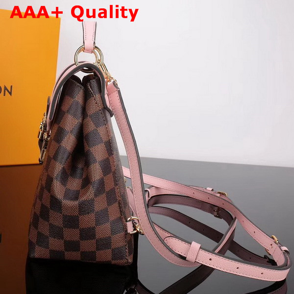 Louis Vuitton Clapton Backpack Damier Ebene Canvas and Small Grained Cowhide Leather Magnolia N42262 Replica