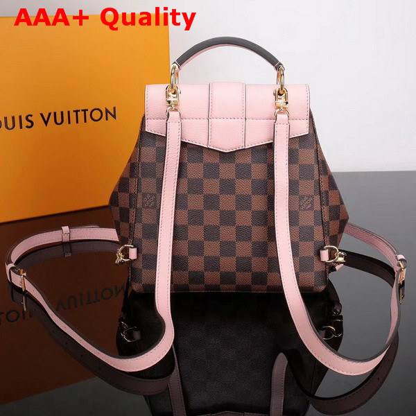 Louis Vuitton Clapton Backpack Damier Ebene Canvas and Small Grained Cowhide Leather Magnolia N42262 Replica