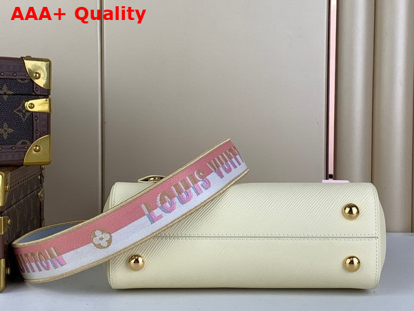 Louis Vuitton Cluny BB Handbag Quartz White Epi Leather Gold Color and Multicolour Finish Hardware Replica