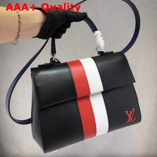 Louis Vuitton Cluny BB in Black Epi Leather with Red and White Stripe Replica