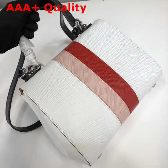 Louis Vuitton Cluny BB in White Epi Leather with Red and White Stripe Replica