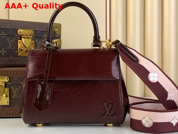 Louis Vuitton Cluny Mini Handbag in Wine Red Epi Leather Replica