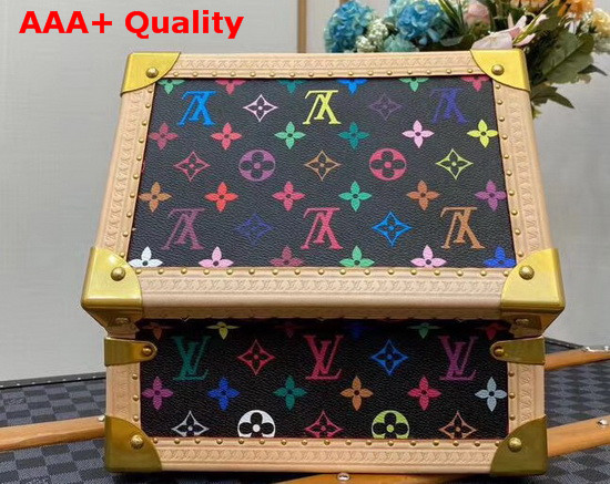 Louis Vuitton Coffret Tresor 24 Black Multicolor Canvas Blue Microfiber Lining Replica