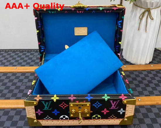 Louis Vuitton Coffret Tresor 24 Black Multicolor Canvas Blue Microfiber Lining Replica