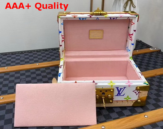 Louis Vuitton Coffret Tresor 24 White Multicolor Canvas Rose Ballerine Microfiber Lining Replica