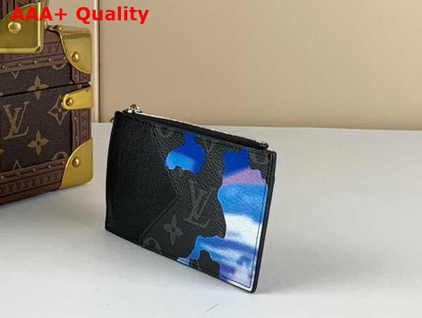 Louis Vuitton Coin Card Holder Blue and Purple Sunrise Monogram Eclipse Coated Canvas Replica