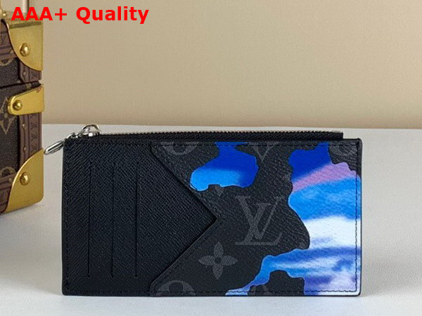 Louis Vuitton Coin Card Holder Blue and Purple Sunrise Monogram Eclipse Coated Canvas Replica