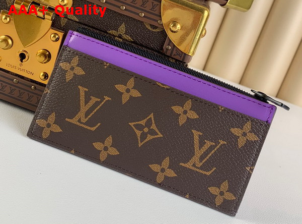 Louis Vuitton Coin Card Holder Monogram Macassar Coated Canvas and Purple Cowhide Leather Replica