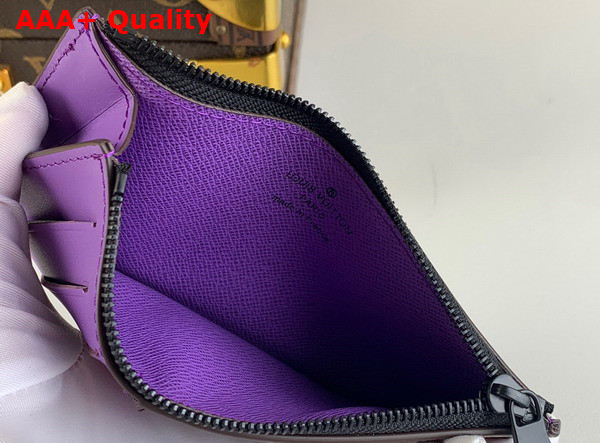 Louis Vuitton Coin Card Holder Monogram Macassar Coated Canvas and Purple Cowhide Leather Replica